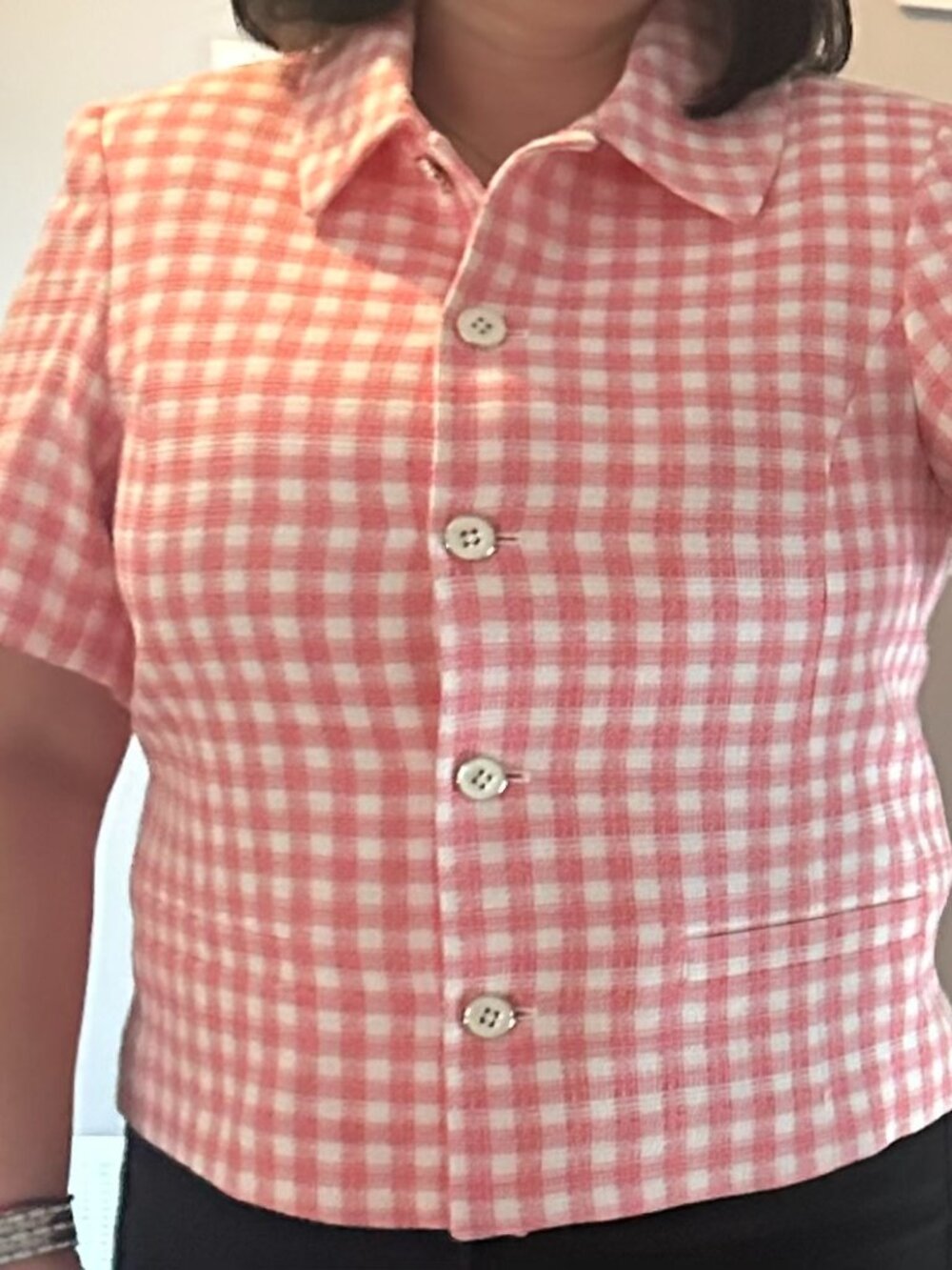 Tommy Hilfiger Pink and White Gingham Short Sleeve Blazer - Picture 4 of 4